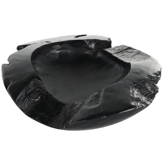 17.75" Black Teak Wood Handmade Live Edge Decorative Bowl